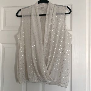 Loft Sheer sleeveless polka dot blouse